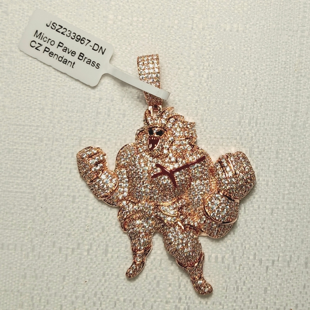 Iced-Out Brolic Saiyan Pendant Micro Pave brass CZ necklace anime dad son kid